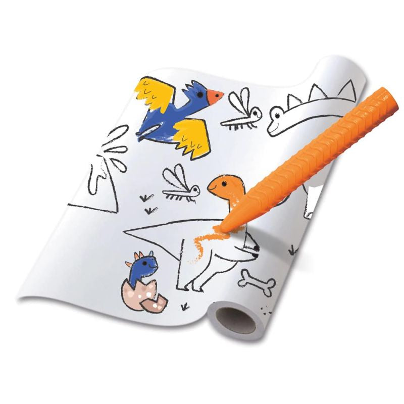 Haku Yoka Kit rollo gigante para colorear y 12 ceras Dinosaurios