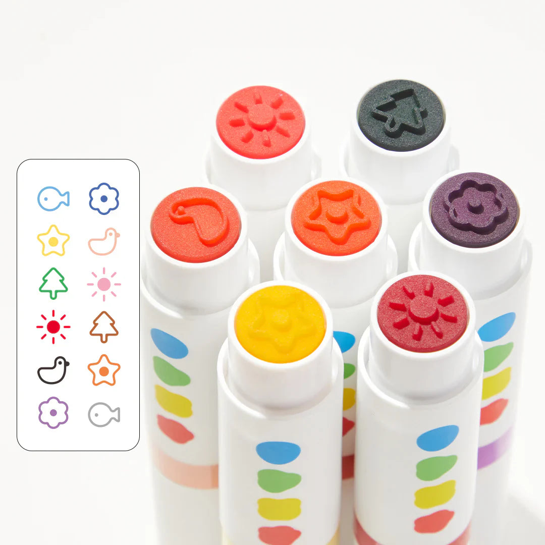 Mideer Rotuladores doble punta con sello 6 o 12 colores