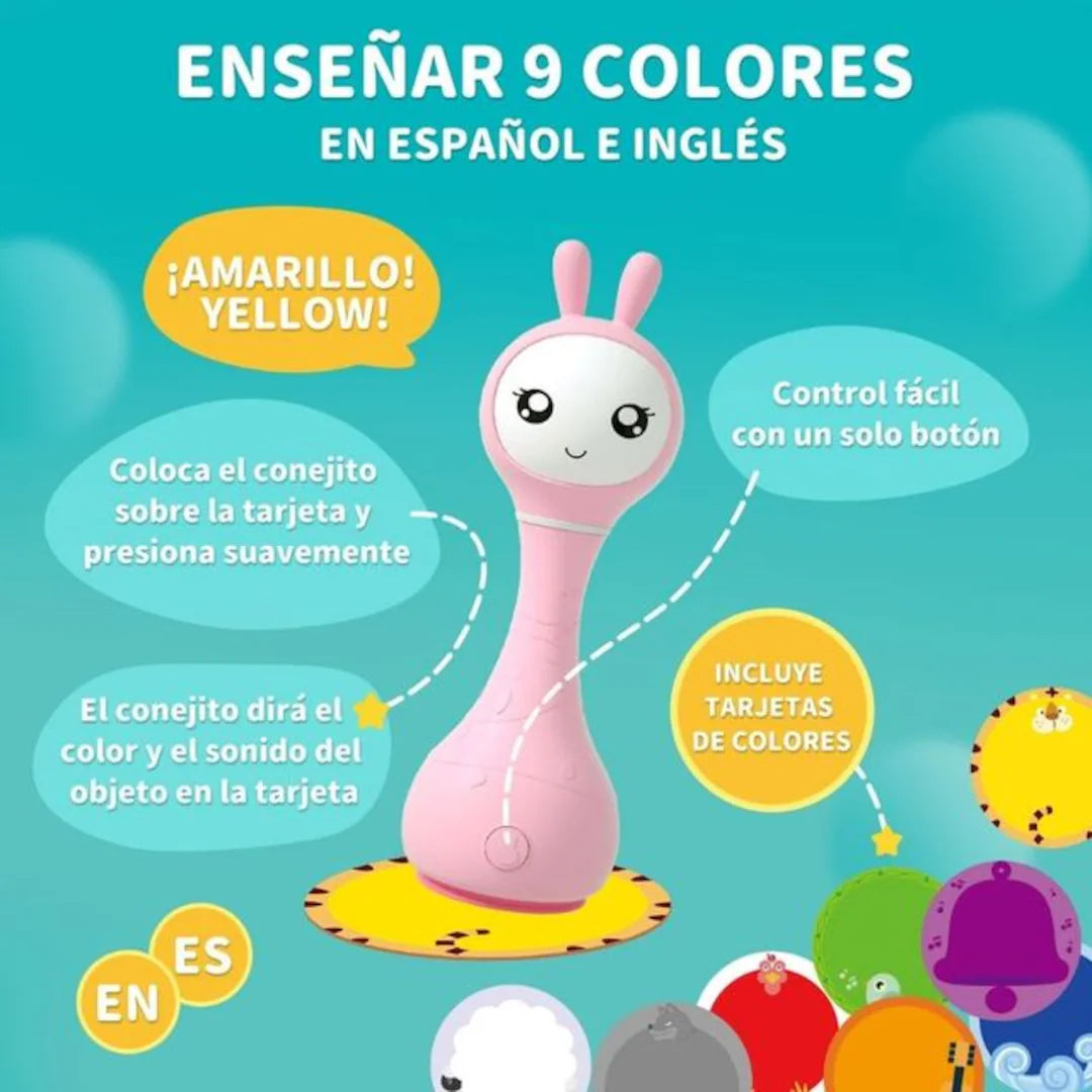 Alilo Smarty Bunny Rosa Sonajero interactivo e inteligente