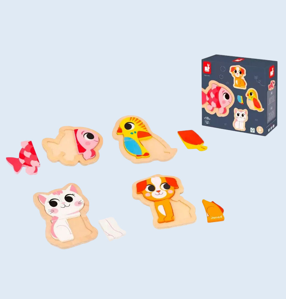 Janod Puzzle encajables evolutivos Animales de compañía