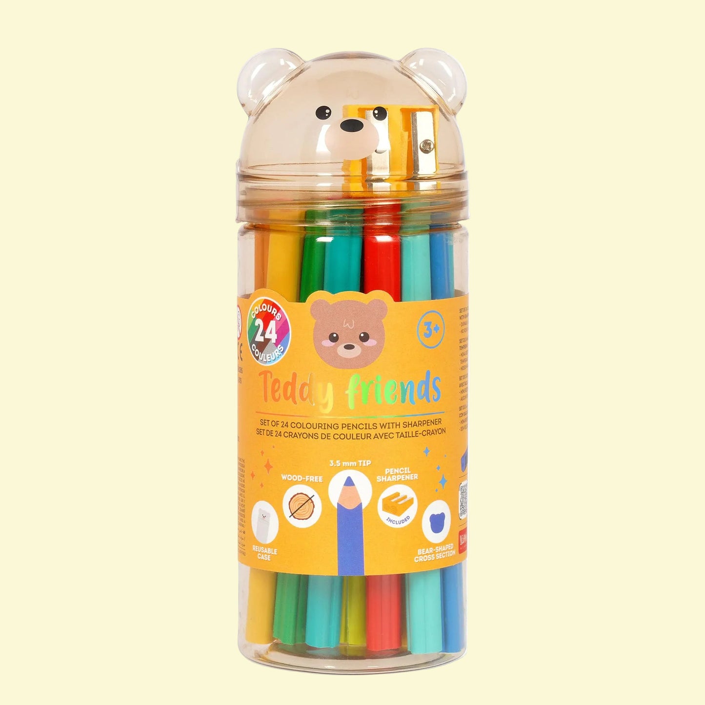 Legami Set 24 lápices de colores con sacapuntas Osito