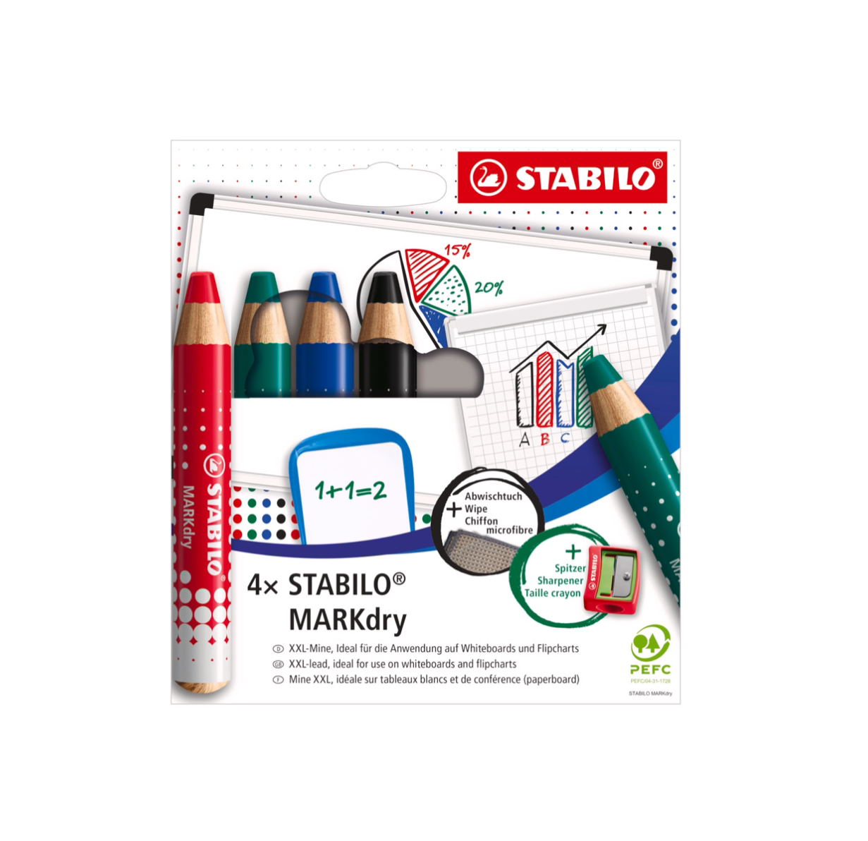 Stabilo Lápices para pizarra blanca 4 colores