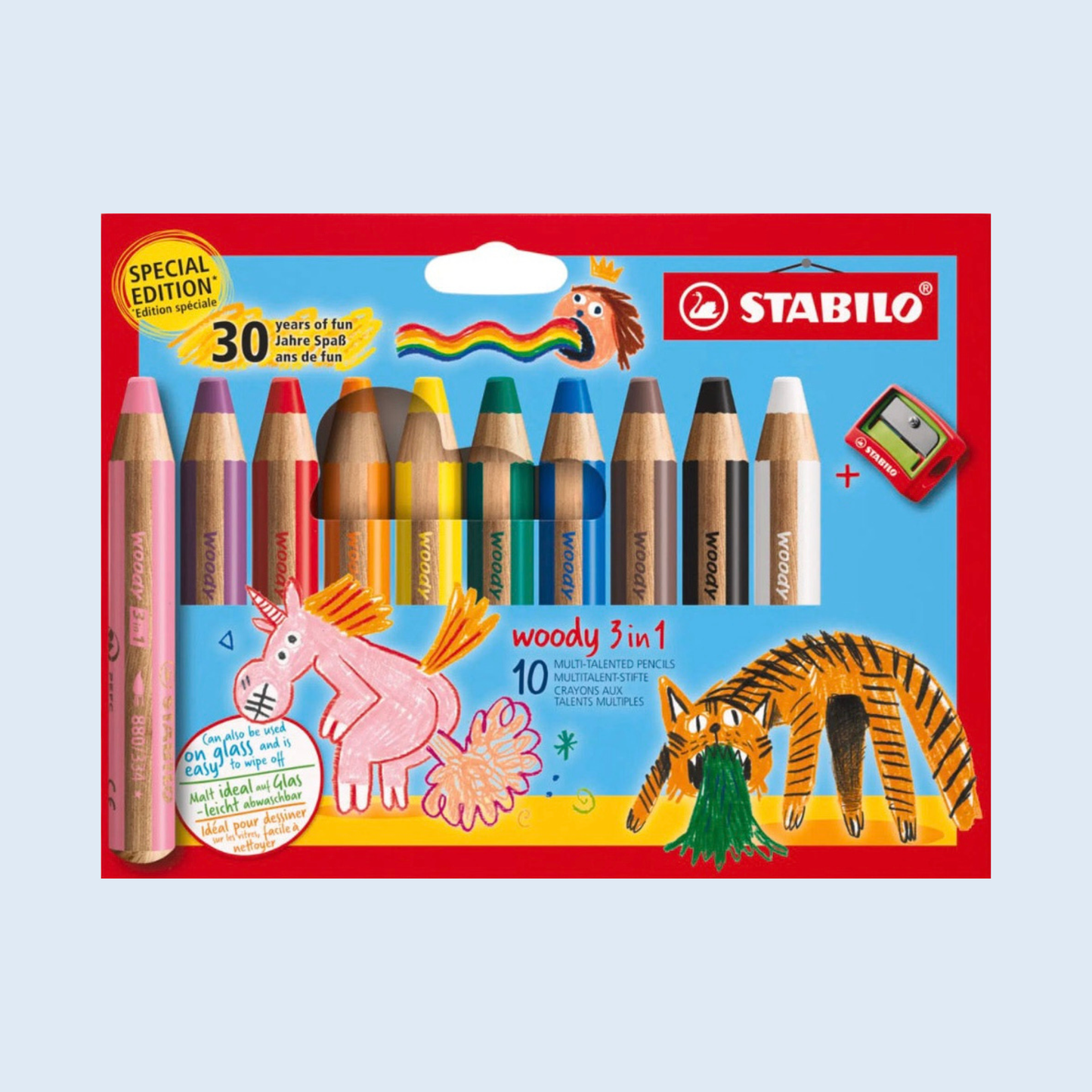 Stabilo Lápices Woody 3 en 1 Estuche 10 colores Animales