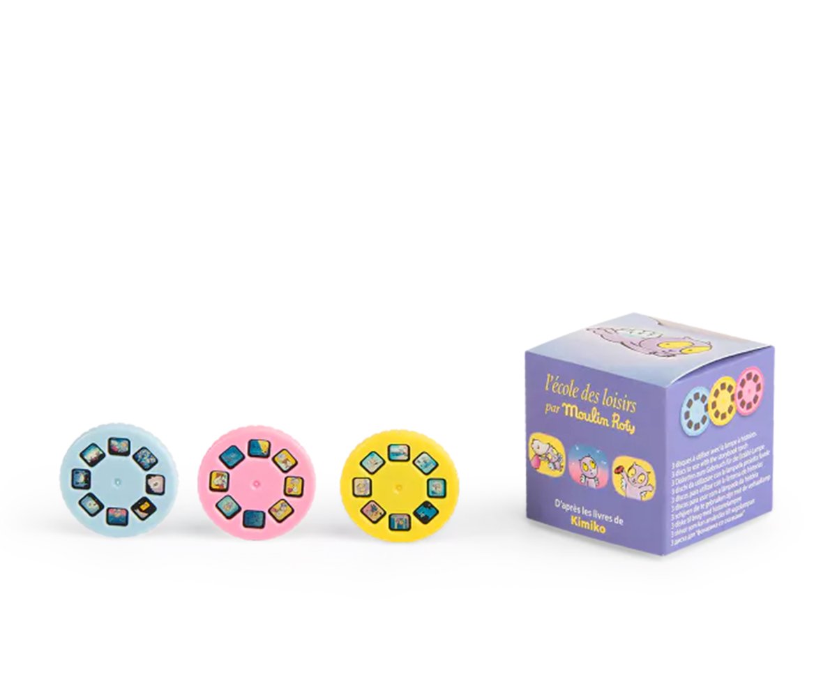 Moulin Roty caja de 3 discos de historias para lámpara “Croque - Bisous”