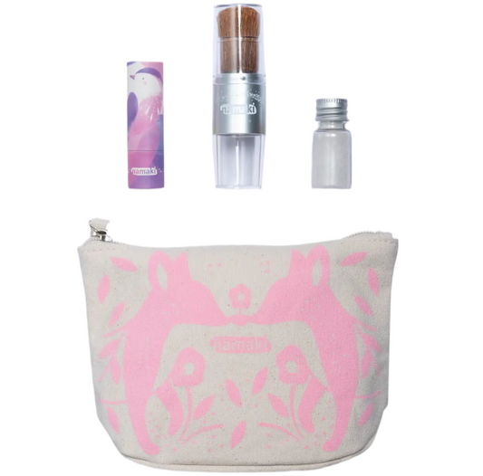 Namaki Estuche Rosa pincel mágico, polvos brillantes y labial