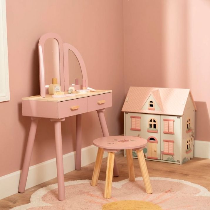 Mueble tocador de madera rosa - Little Dutch