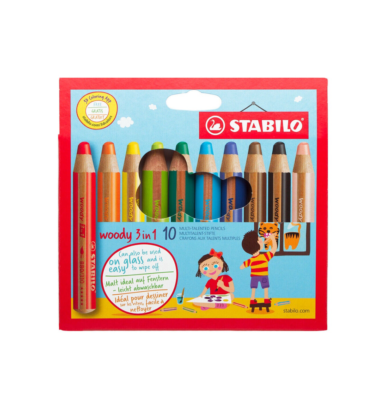 Stabilo Lapices Woody 3 en 1 Estuche 10 colores