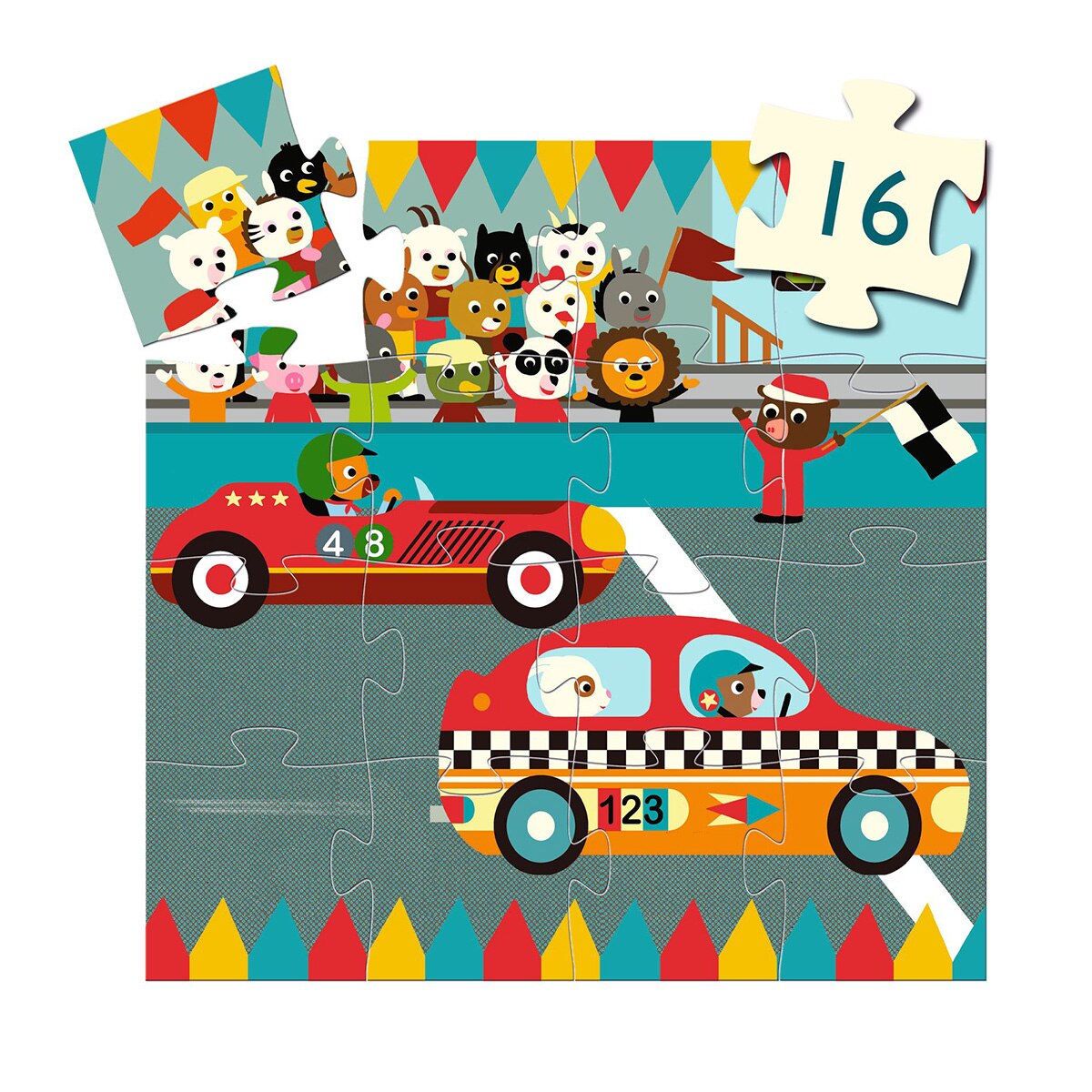 Djeco Puzzle silueta coche de carreras