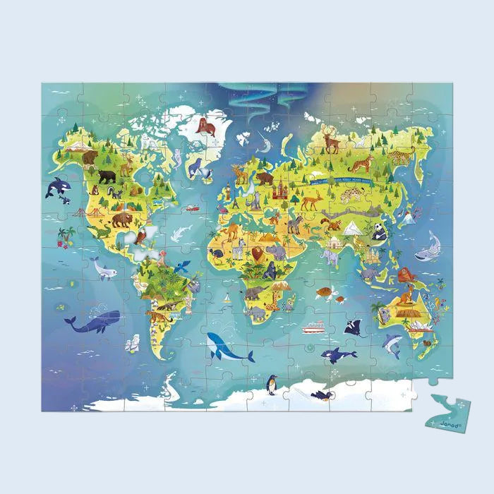 Janod Puzzle Mapa del mundo 100 piezas