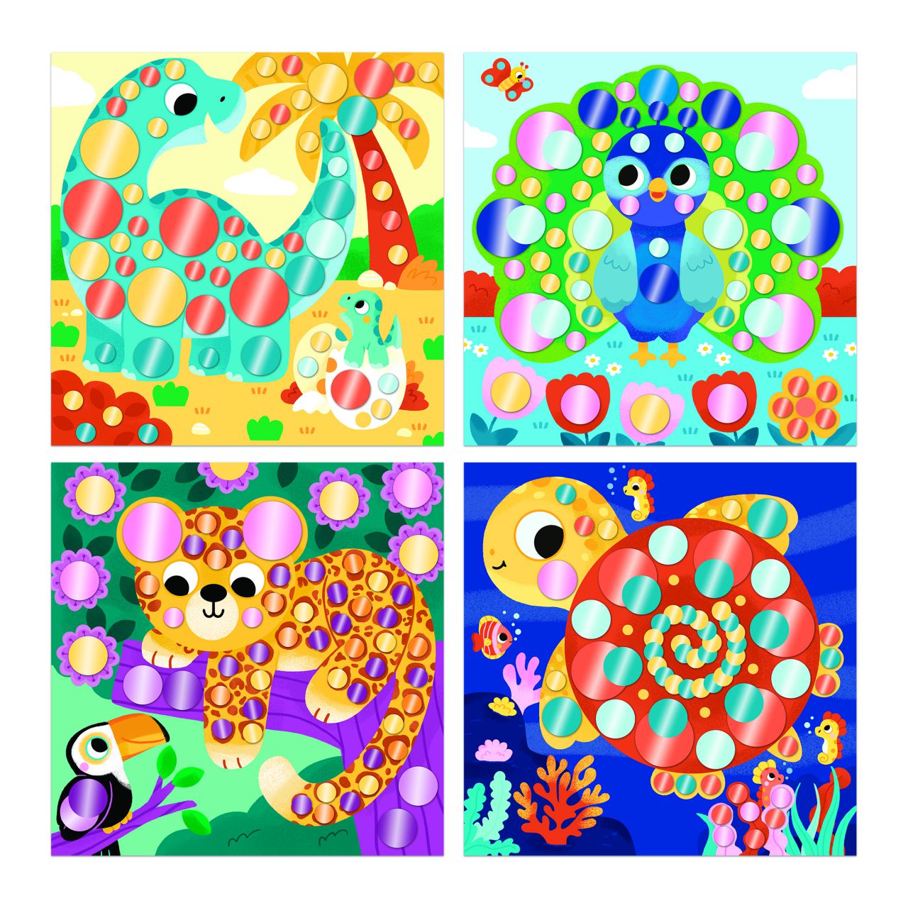 Janod Kit creativo Pegatinas redondas metalizadas Animales