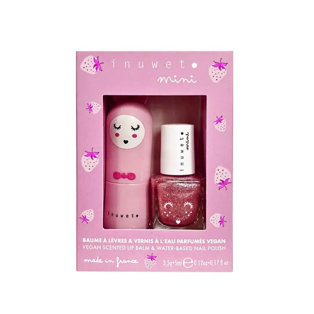 Inuwet Set labial y esmalte de uñas base de agua Fresas