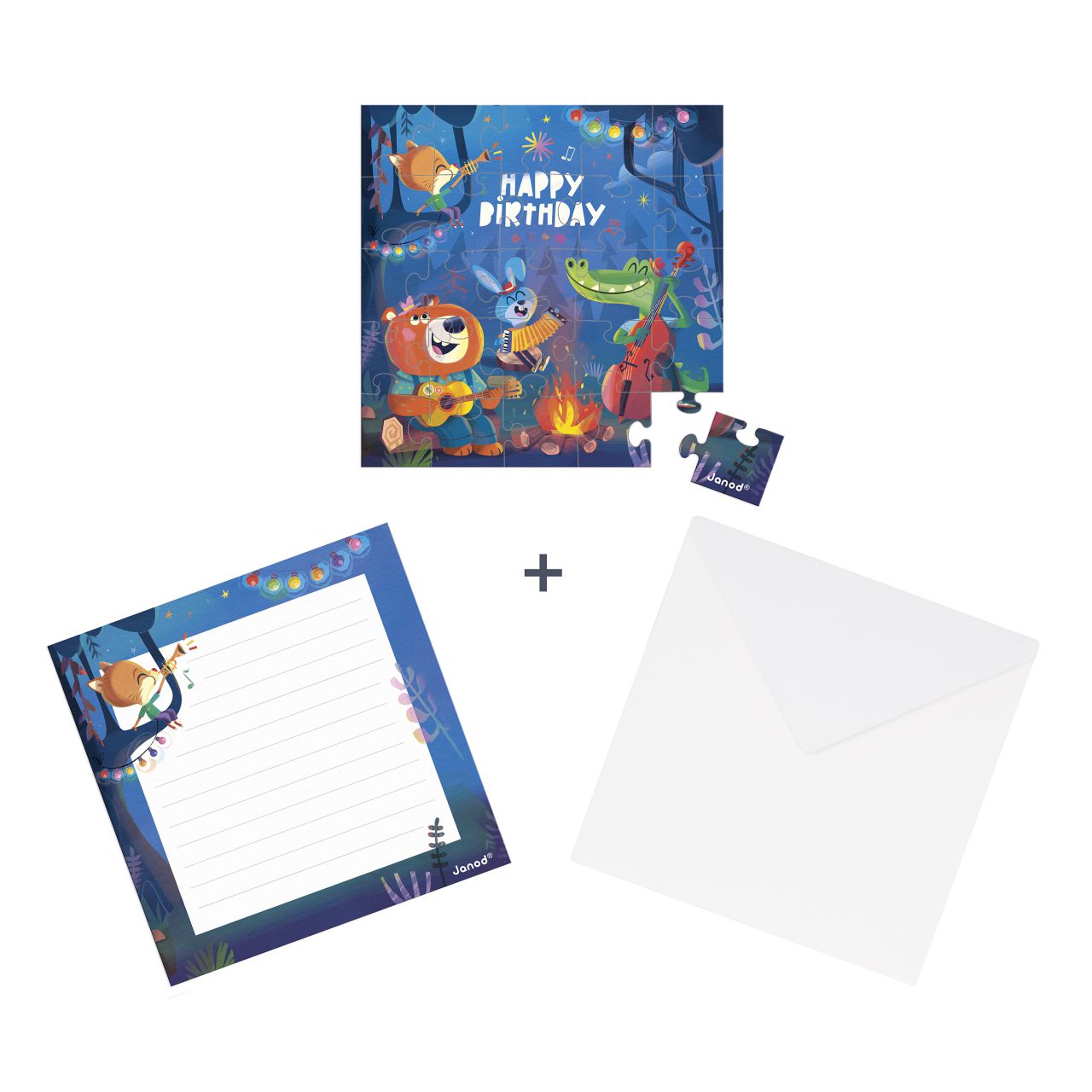 Janod Tarjeta regalo Puzzle Cumpleaños bosque