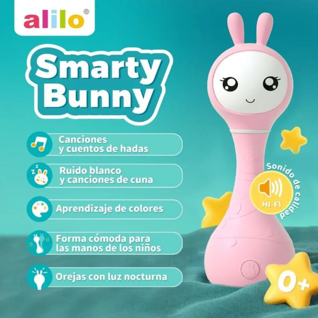 Alilo Smarty Bunny Rosa Sonajero interactivo e inteligente