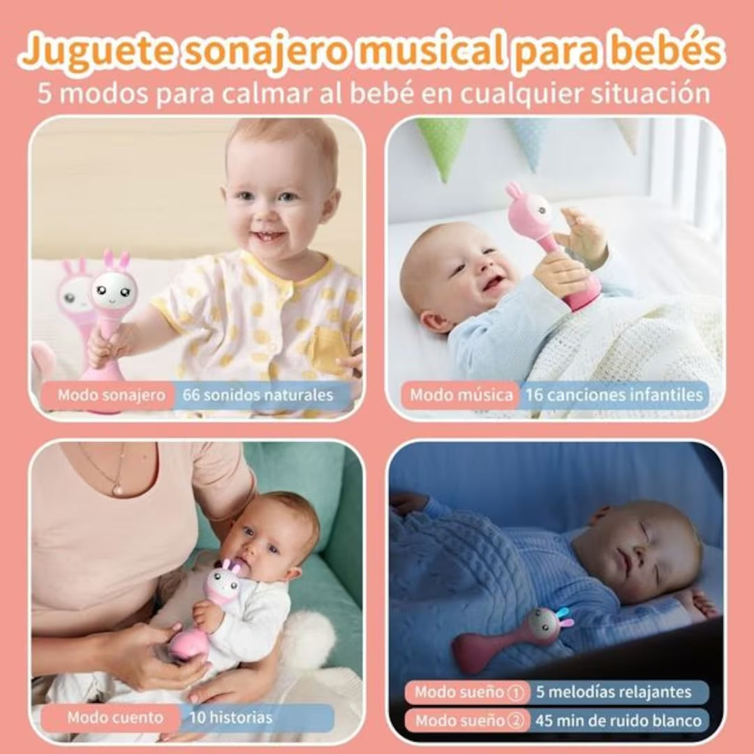 Alilo Smarty Bunny Rosa Sonajero interactivo e inteligente