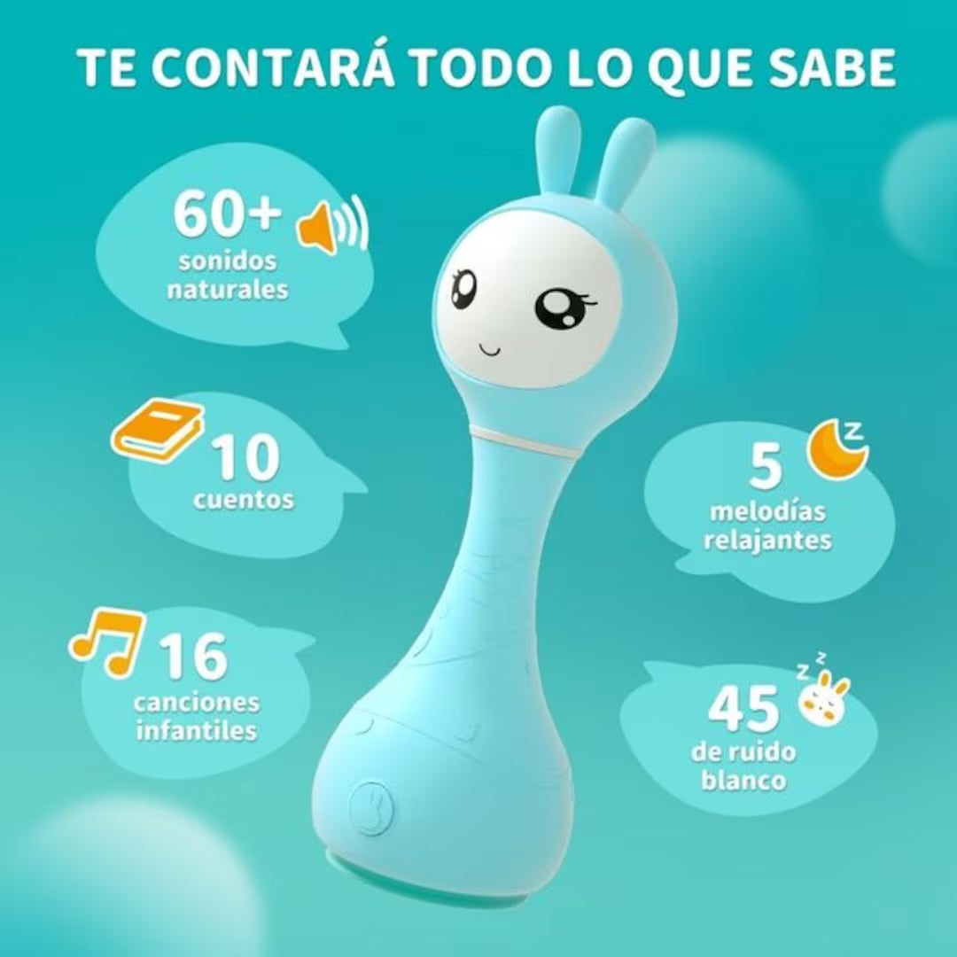Alilo Smarty Bunny Azul Sonajero Interactivo e inteligente