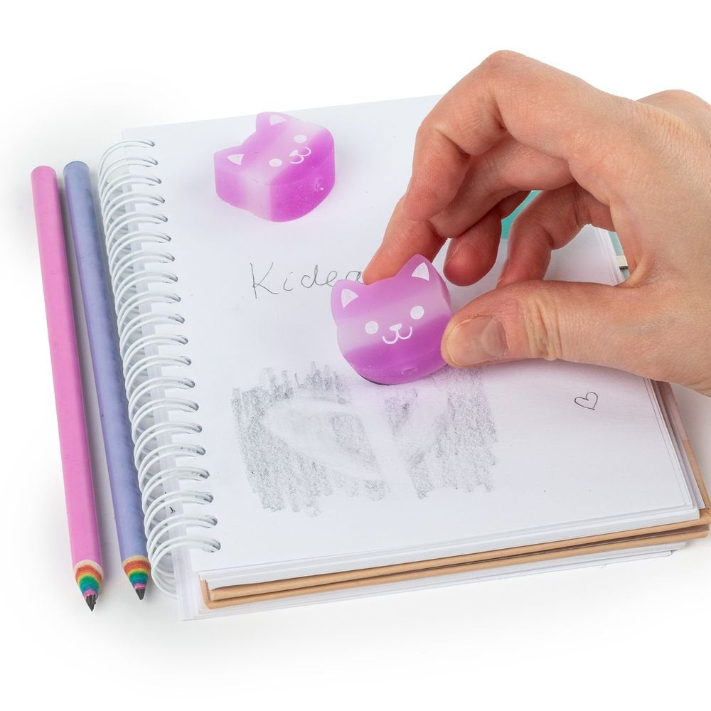 Kidea Pack lápices y gomas aromáticas Gatitos