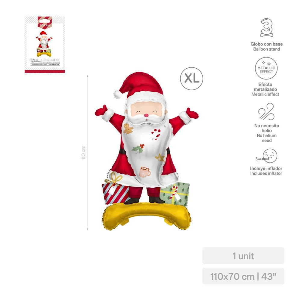 Globo XL con base Papá Noel - Navidad