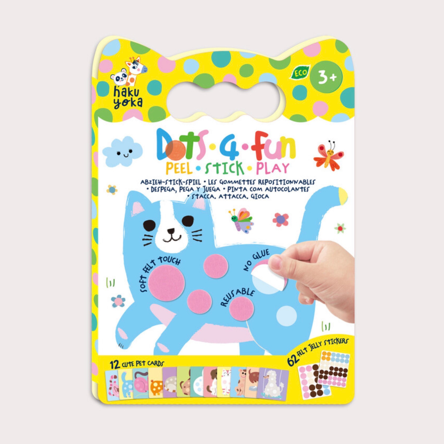 HakuYoka Dot fun Pegar, despegar y jugar Mascotas