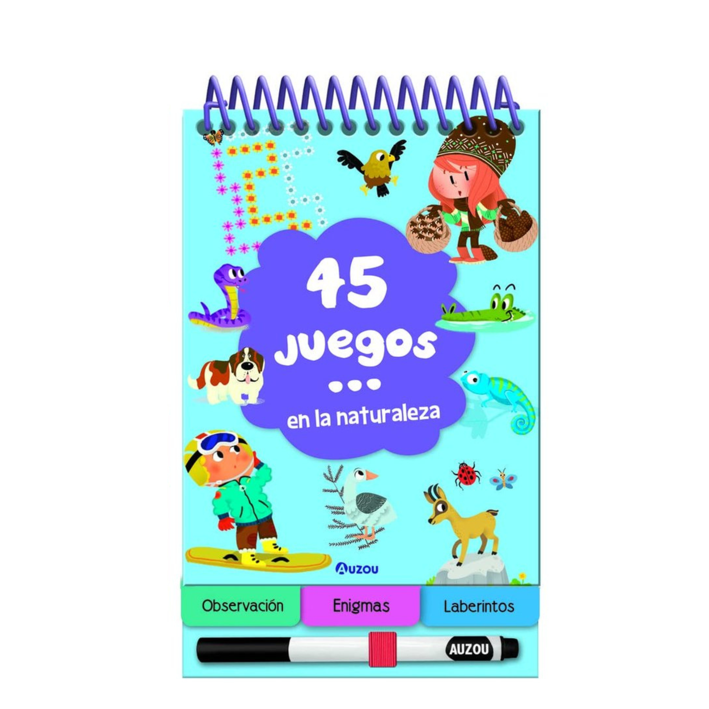 Auzou Libro pizarra 45 juegos… en la naturaleza