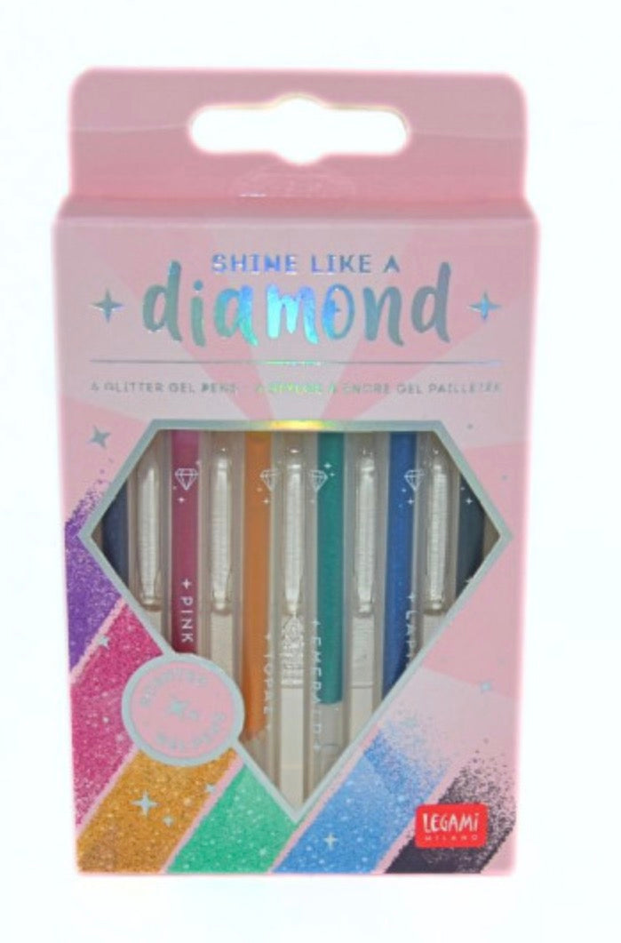 Legami Set 6 mini bolígrafos de gel con purpurina