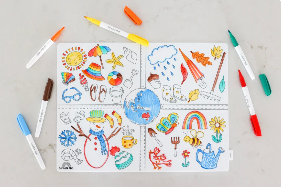 Scribble Mat Mantel de silicona reutilizable para colorear Las Estaciones