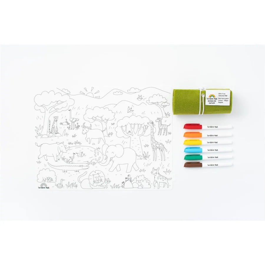 Scribble Mat Mantel de silicona reutilizable para colorear Safari