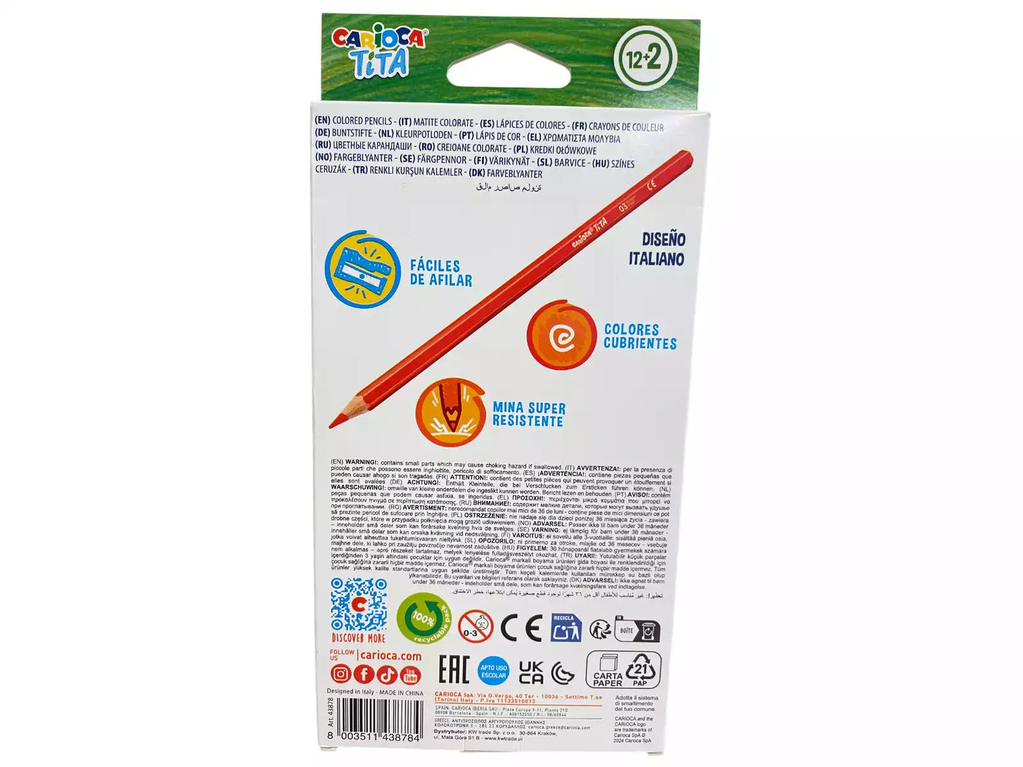 Carioca Tita pack 12+2 lápices de colores