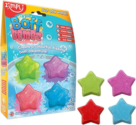 Zimpli pack 4 bombas de baño en forma de estrella