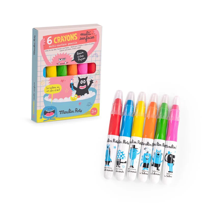 Moulin Roty Crayones multisuperficie 6 colores