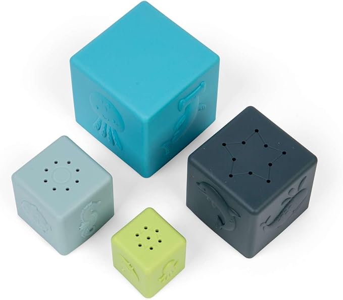 Bigjigs Toys Set 4 Cubos apilables Animales Marinos