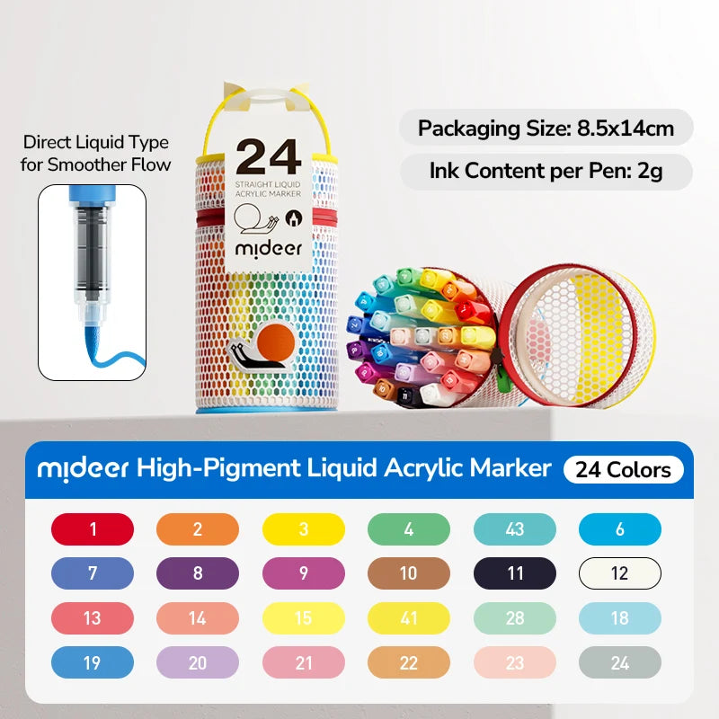 Rotuladores acrílicos punta pincel 24, 36, 60 u 80 colores - Mideer