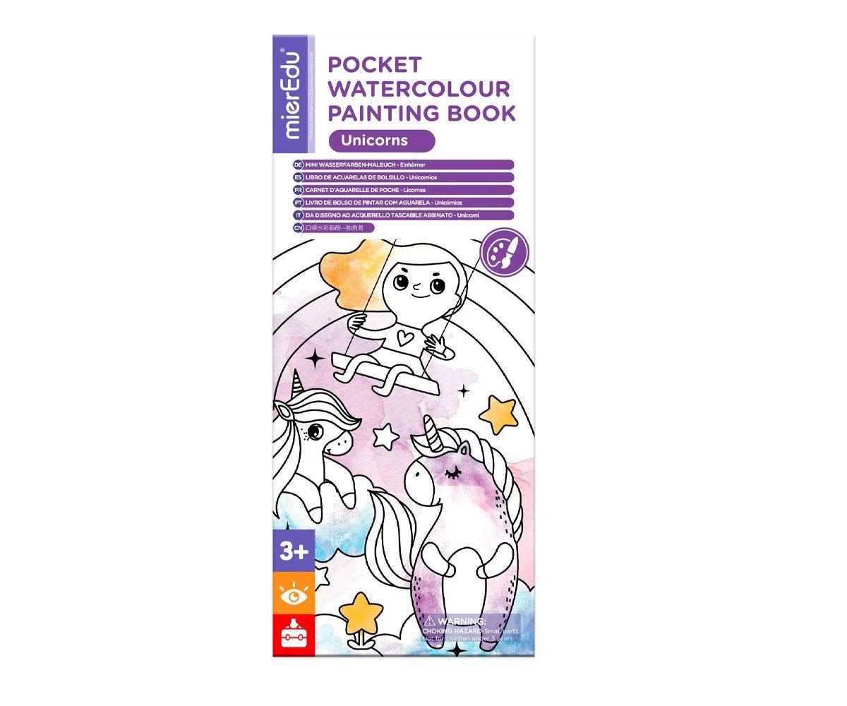 Libro acuarelas de bolsillo Unicornios MierEdu