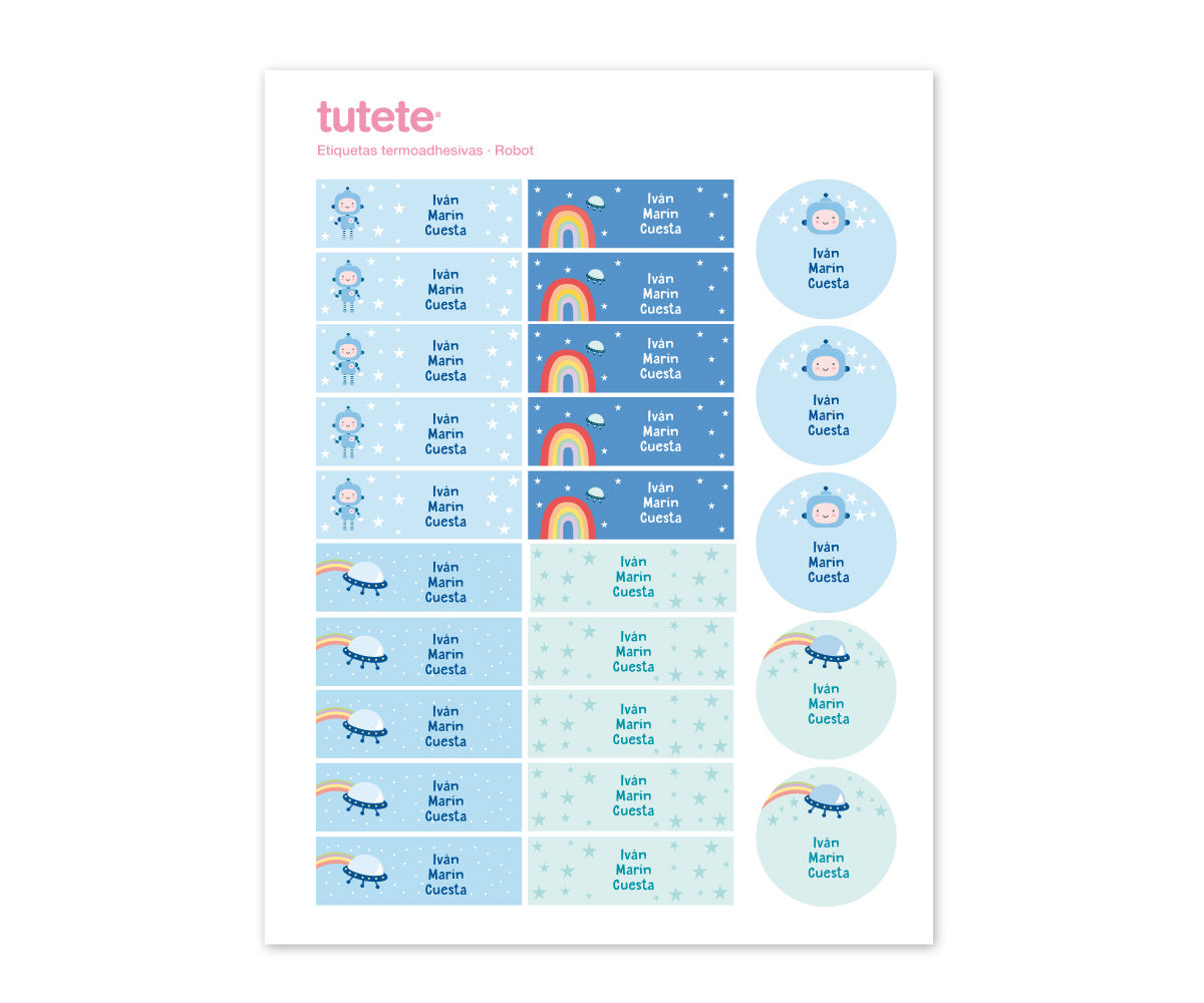 Tutete Etiquetas termoadhesivas personalizadas Robots