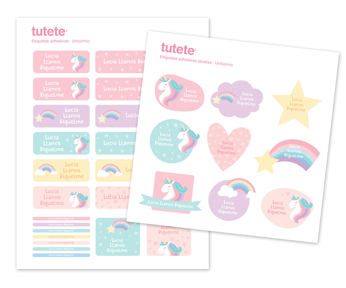 Tutete Pegatinas para objetos personalizadas Unicornio