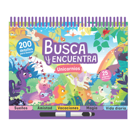 Auzou Libro pizarra Busca y encuentra Unicornios