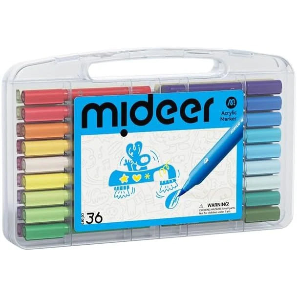 Rotuladores acrílicos punta pincel Maletín 36 colores - Mideer
