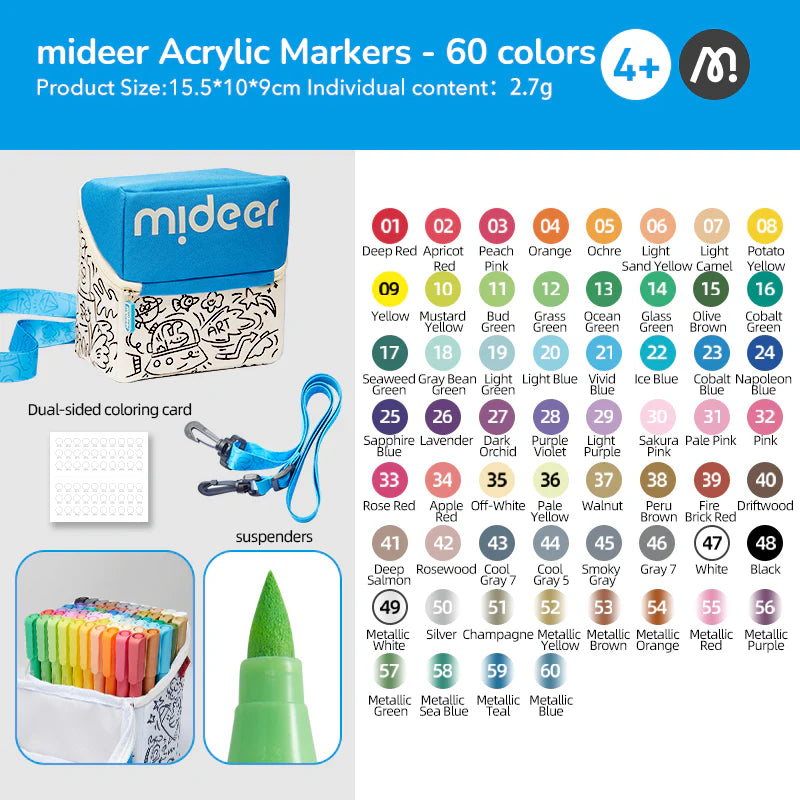 Mideer Rotuladores acrílicos punta pincel 24, 36 o 60 colores