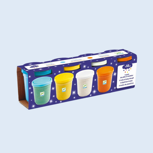 Djeco Plastilina 4 colores con purpurina