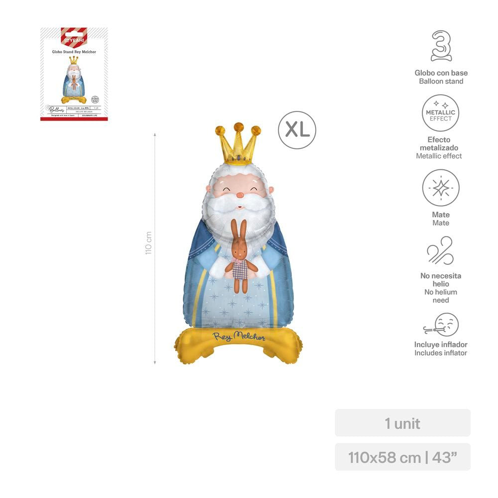 Globo XL con base Rey Melchor - Navidad