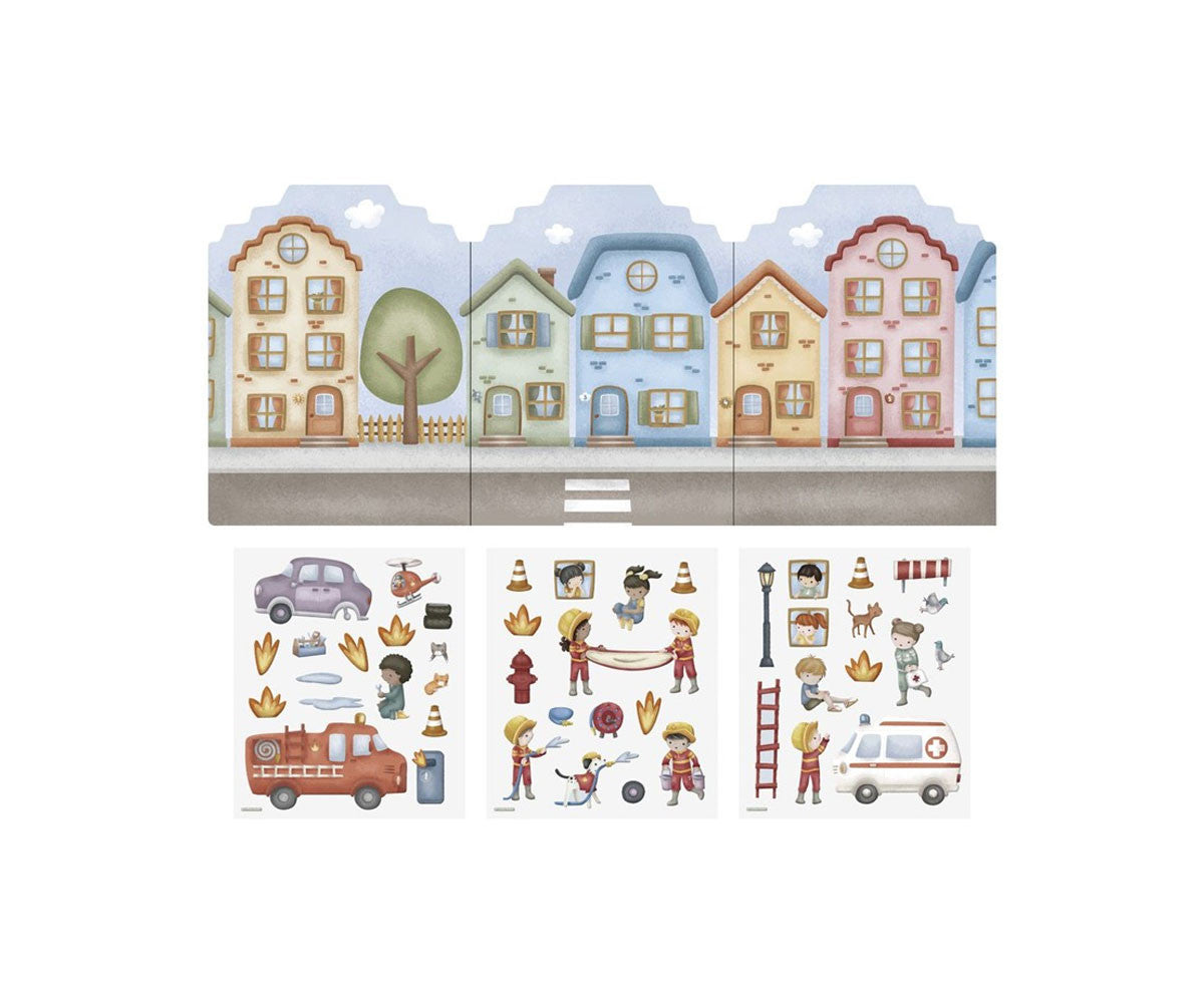 Little Dutch Pegatinas reutilizables Bomberos