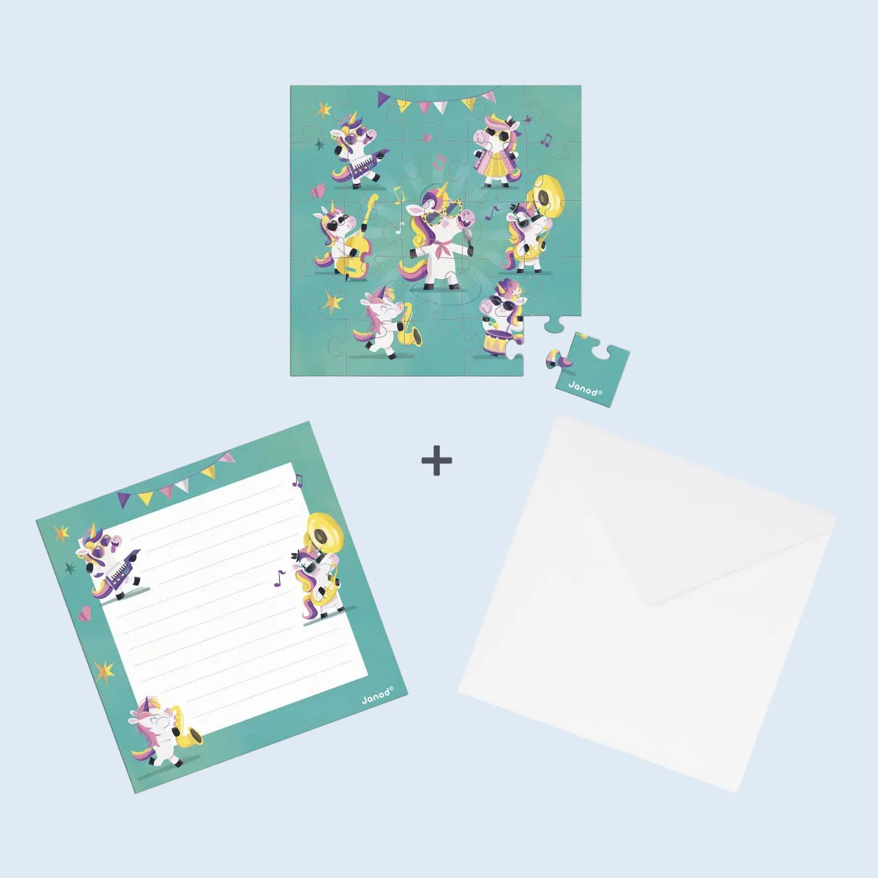 Janod Tarjeta regalo puzzle Fiesta unicornios