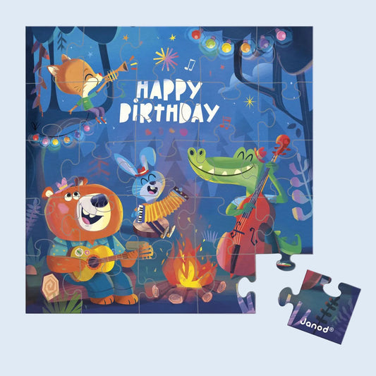 Janod Tarjeta regalo Puzzle Cumpleaños bosque