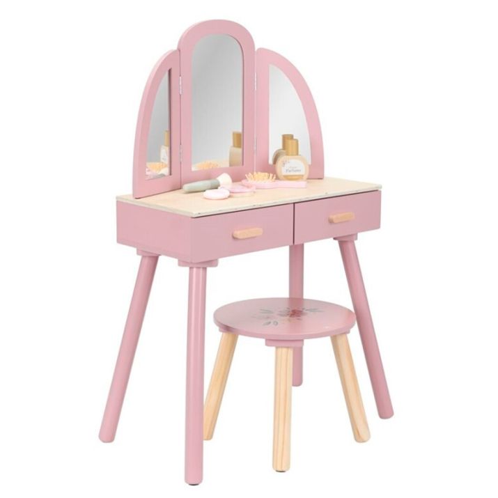 Mueble tocador de madera rosa - Little Dutch