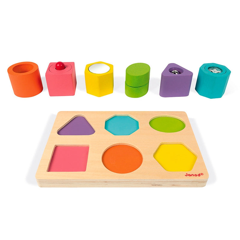 Janod Puzzle de madera Figuras geométricas sensoriales