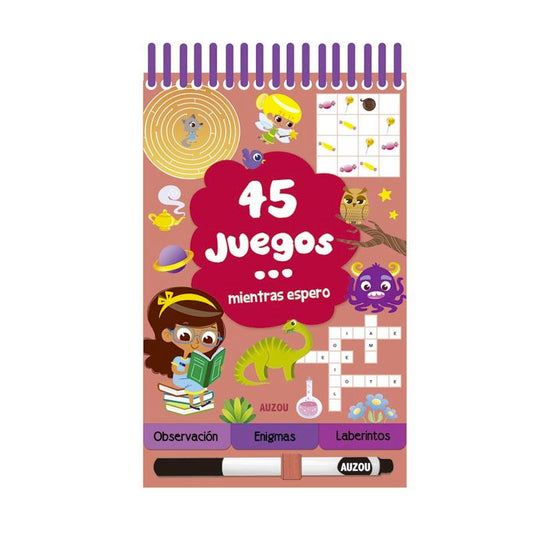 Auzou Libro pizarra 45 Juegos mientras espero