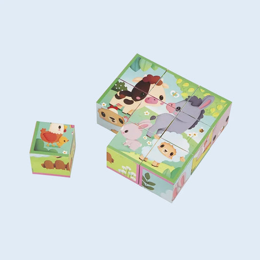 Janod Puzzle cubos La granja