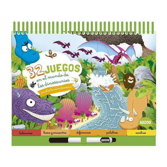 Auzou Libro pizarra 32 Juegos El mundo de los dinosaurios