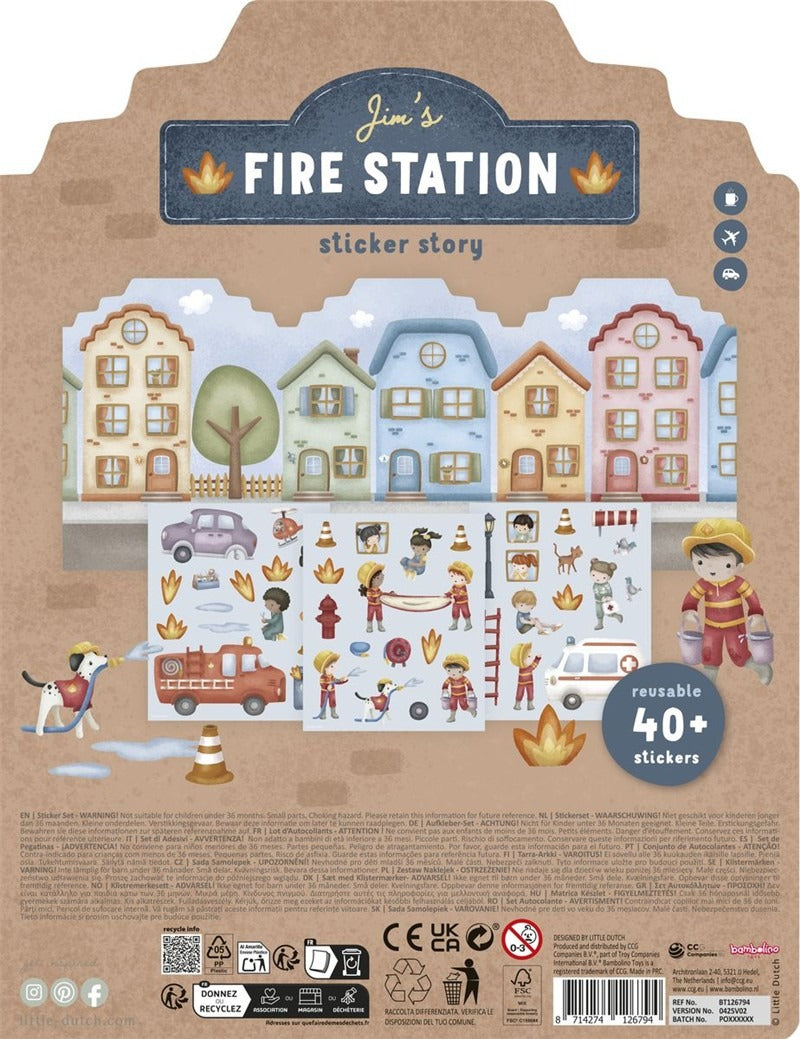 Little Dutch Libro de pegatinas crea tu historia Bomberos