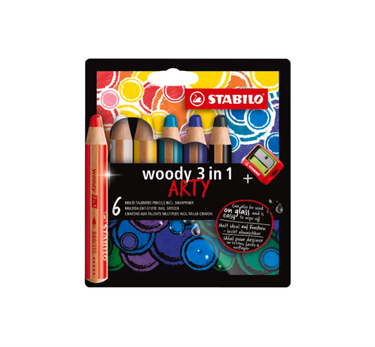 Stabilo Lápices Woody 3 en 1 Estuche 6 colores Arty