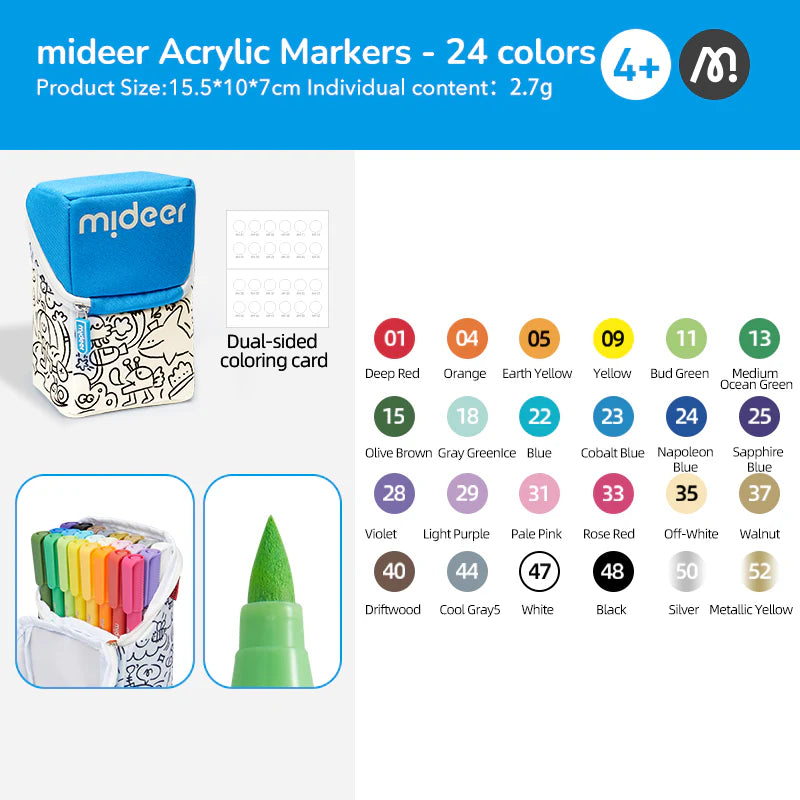 Mideer Rotuladores acrílicos punta pincel 24, 36 o 60 colores